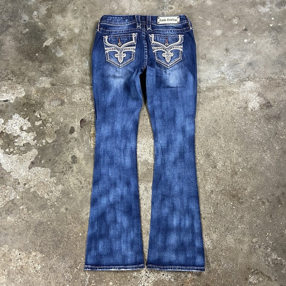 Vintage Y2K Rock Revival Esther Jeans Women's Size 30 Mid Rise Boot Cut - Picture 2 of 11